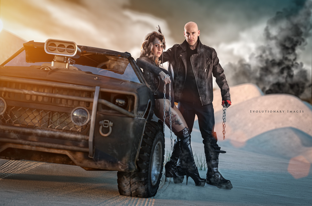 Mad Max inspired shoot with models Kes Wild and Darren S, makeup by Looks Allure